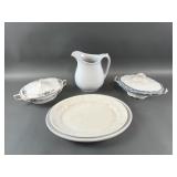 Ceramic Casseroles,  Platters & Pitcher