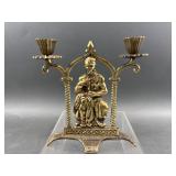 Vtg Jerusalem Brass Candlestick Holder w/ Moses