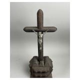 Antique Tramp Art Wood Crucifix