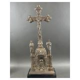 17" Tall Ornate Metal French Style Altar Crucifix