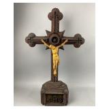 Antique Tramp Art Wood Crucifix