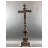 Antique French Metal Church Altar Crucifix