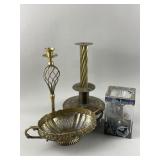 Vintage Laqï¿½d Brass Centerpiece Bowl & More