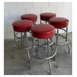 (5)  Vintage Red Bar Stools