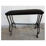 Vintage Black Taffeta Wrought Bench