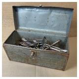 Metal Toolbox Filled with Wrenches & Sockets