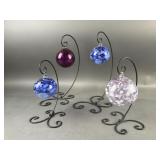 (4) Handblown Glass 5" Ornaments
