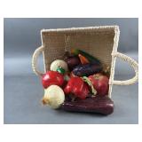 Wicker Basket w/ Paper Machï¿½ Vegetables