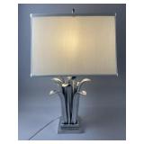 Vtg MCM Cast Aluminum Palm Leaf Table Lamp