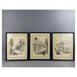 (3) Signed Black & White Hand Sketched San Juan