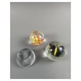 Vtg Glass Butterfly, Bird & Confetti Paperweights