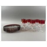 Vtge Ruby Stained Kings Crown Pattern