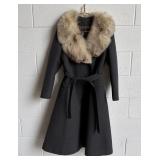 Eaton 100% Wool Long Coat w/ Faux Fur Collar