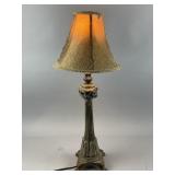 Vtg-style Table Lamp w/Ornate-Bronze Base