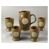 Vintage Sunset Hill Stoneware Pitcher & Tumblers