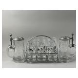 MCM Vtg Mallard Duck Tumblers with Caddy & More