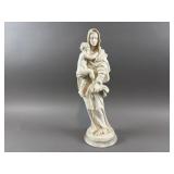 Signed Alabaster Madonna  & Child Sculpture