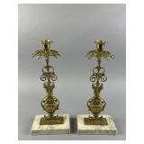 Antique French Girandole Brass Candlesticks
