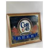 Vintage Framed Colt 45 Beer Bar Mirror