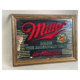 Vintage Framed Miller Beer Bar Mirror