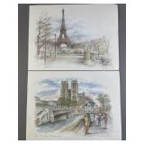 Signed Watercolor Prints by Bernadette Voz.