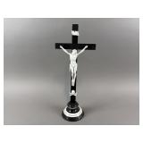 Antique Dark Wood Crucifix W/ White Christ