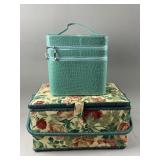 Vtg Fabric Sewing Box w/handle & More