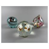 (3) Vintage Glass Paperweights
