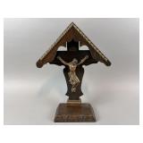 Vintage French Wooden Crucifix w/ Metal Corpus