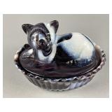 Westmoreland Slag Glass Kitten on a Nest