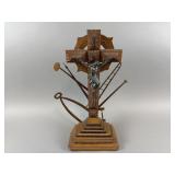 Antique Wooden Crucifix W/ Symbols of The Passion