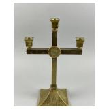 Vintage Brass Modernist-Style 3-Light Candelabra