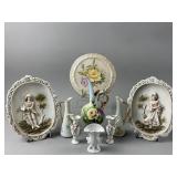 Vtg Lefton Hand-painted 3D Bisque Wall Plaque/More