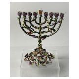 Jay Strongwater Magnolia Enameled &Jeweled Menorah
