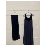 Dana Buchman Navy Velvet Dress & Scarf
