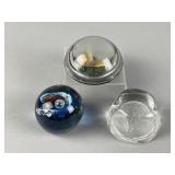 Vtg Floral Glass Paperweight & More