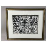Framed/Signed Black/White Abstract Art by Garrett