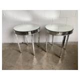Modern Silver Round Mirrored Accent Tables