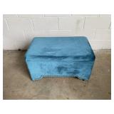 Teal Upholstered Ottoman Storage Bench