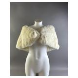 Vtg Ivory Rabbit Fur Sole Wrap