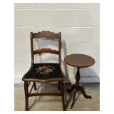 Vintage Victorian-style Chair & Round Side Table