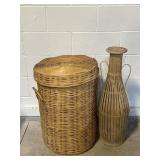 Vintage Mexican Round Rattan Hamper & More