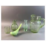 Vintage Uranium Glass Pitcher, Vase & More