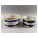 Vintage Ceramic Crocks w/ Med Blue Stripe