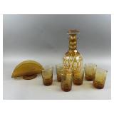 Vintage Gold Colored Glass Decanter & More