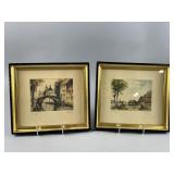 Vtg Hand-colored Etching by Roger Hebbelinck