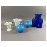 Vintage Blue Glass Vases & More