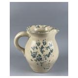 Vtg Blue Spongeware Pitcher by Bybee Pottery