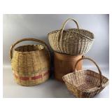 Woven Baskets & Wooden Barrel