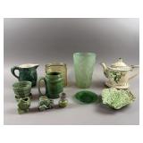 Vintage McCoy Green Ceramic, Glass & More